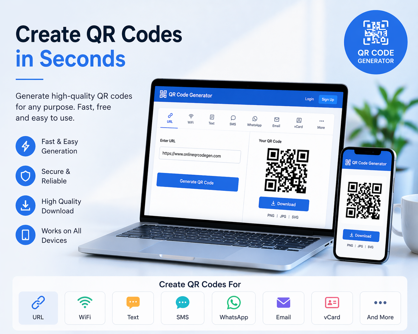 Best QR Code Generator to create QR codes for URL WiFi SMS and more